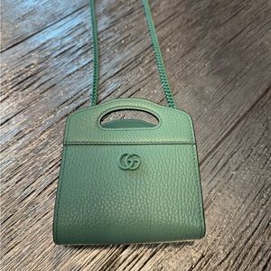 Gucci GG Marmont Top Handle Card Case Wallet with strap “Mint Green”
